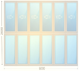 Полутёплое панорамное остекление 6 метров 